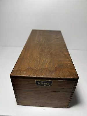 Vintage Oak Wood File Index Card Recipe Library Box Dove Tail • $28