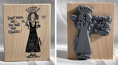 Emerson EM7132 Don't Mind Me I'm Just The Queen Wood Rubber Stamp • $16.95