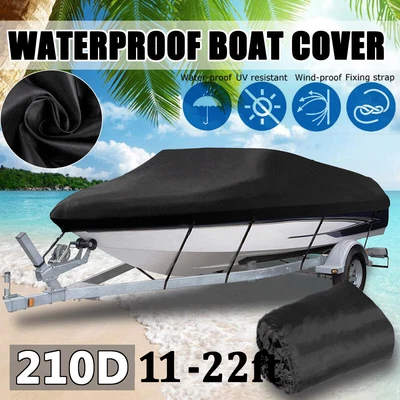 £19.88 • Buy Heavy Duty Speedboat V-Hull Boat Cover Waterproof 11-22FT Beam Width Up To 100 
