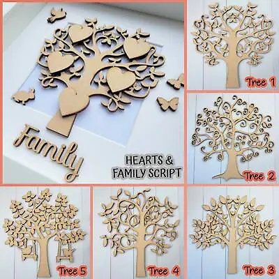 Wooden MDF Tree Shape Blank Family Frame Wedding Guestbook Crafting FREE Hearts • £5.75