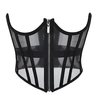 Women Black Mesh Underbust Body Shaper Waist Trainer Corset • $21.41