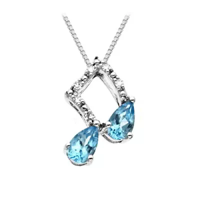 Blue Topaz CZ Music Note Pendant In Sterling Silver December Birthstone • $133.46