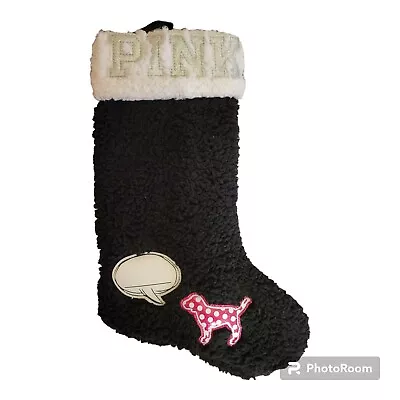 Victoria's Secret PINK Puppy Dog Christmas Stocking Holiday Logo Fuzzy Sherpa • $10