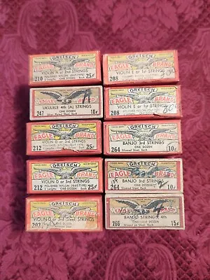 Lot Of Vintage Strings By Gretsch Eagle Brand - 10 Original Boxes Variety • $20