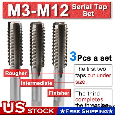 M3 M4 M5 M6 M8 M10 M12 HSS Metric Tap Set Right Hand Thread Cutter Machine Taps/ • $8.19