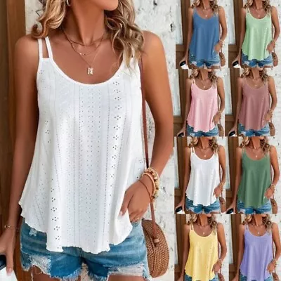 $18.99 • Buy Plus Size Womens Summer Cool Top Cami Sleeveless Tank Blouse Loose Vest T Shirt