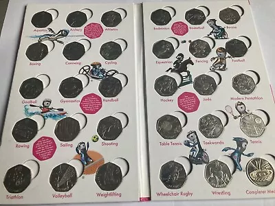 London Olympics 50p AlbumFullALL Coins & Completer MedallionRoyal Mint • £149.95