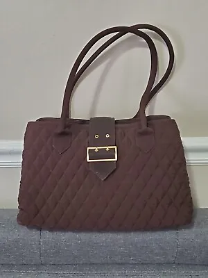 Vera Bradley Microfiber Quilted Tote Bag Espresso Brown Footed  • $15