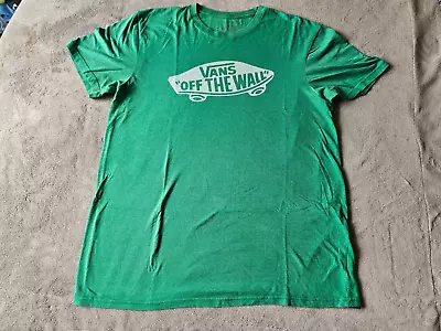 Mens Green Vans Off The Wall Logo T Shirt - Size Medium • £5