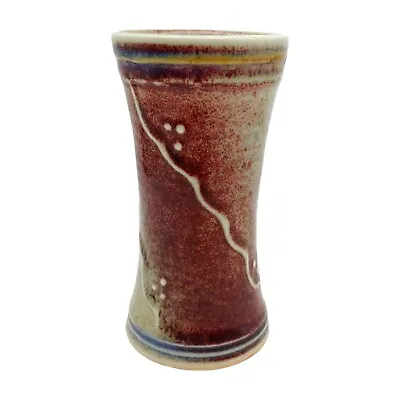 Handmade Signed Art Pottery Flower Vase - 6  Small Red White Ombre Rosalyn Tyge • $25.92