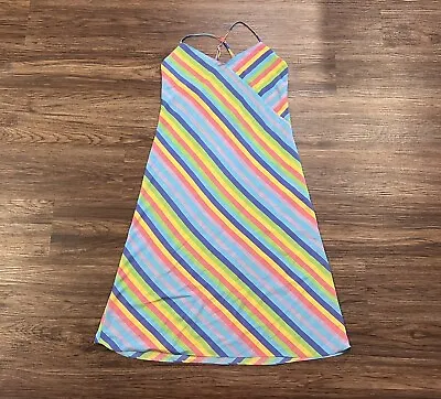 Vintage Victoria's Secret Satin Striped Maxi Slip Dress Spaghetti Strap Size Sm • $29.99