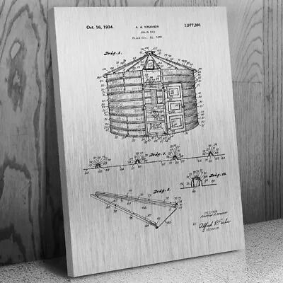 Grain Storage Bin Patent Canvas Print Agriculture Art Farmer Gift Country Art • $49.95