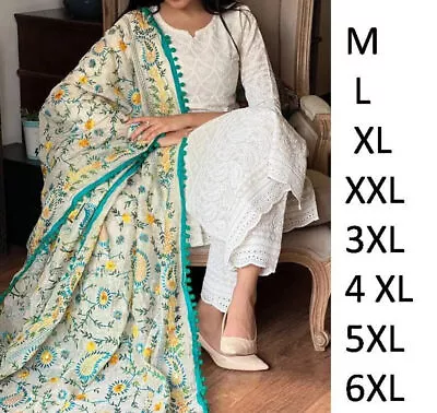 Indian Chikankari Kameez Pakistani Salwar Suit Partywear Plus Size Dress Kurta • £37.74