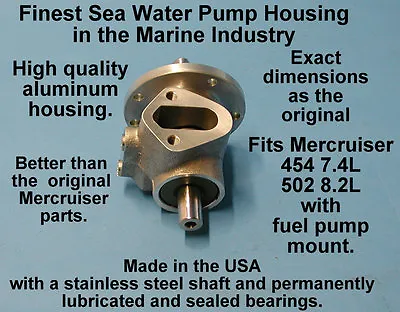 Sea Water Pump Housing Mercruiser W Fuel Pump Mounting Boss 454 7.4 502 8.2 Usa • $269.95