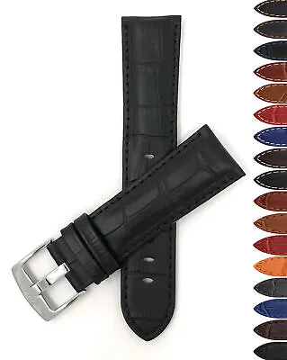 Bandini Mens Watch Band Alligator Style Leather Strap 18mm - 26mm 15 Colors • $25.46