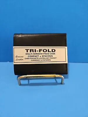 Mens Trifold Grain Leather Black Wallet Credit Card Case Window ID Money Holder • $7.99