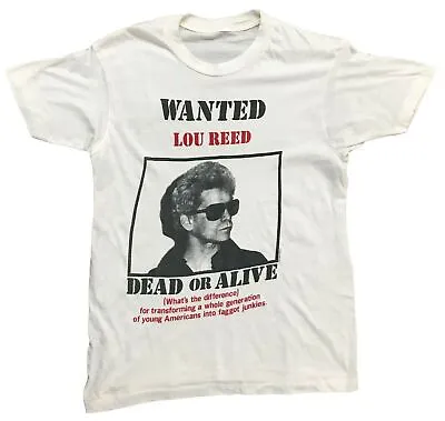 Vintage 80's Wanted Lou Reed Shirt Short Sleeve White Unisex S-234XL CC1982 • $20.89