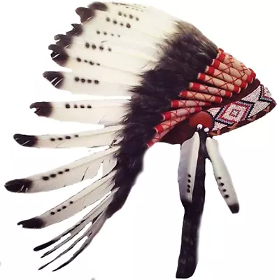 $61.99 • Buy Short Feather Headdress Native American Indian Inspired Adult Size