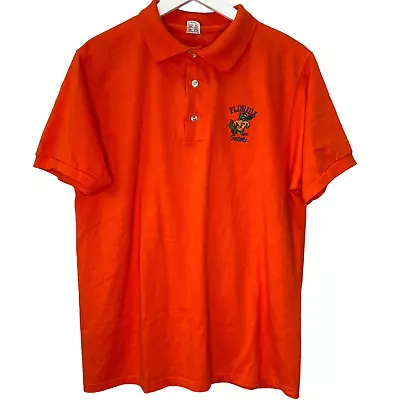 Vintage Florida Gators Polo Shirt Orange Embroidered Logo Size XL Single Stitch  • $26.21