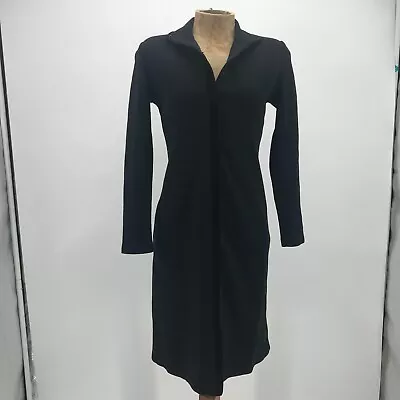 Morgane Le Fay Dress Womens Small Black Wool Blend Long Sleeve Snap Button Up • $52.50