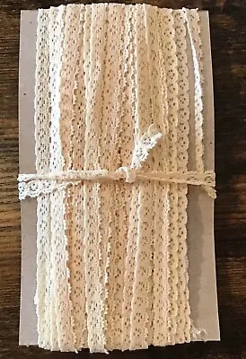 Over 10 Yards Vintage Ivory Double Edge  Lace 1/4 Inch Stretch Elastic Lace New  • $7.95