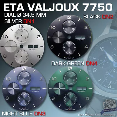 $50 • Buy DIAL FIT MOVEMENT ETA VALJOUX 7750, Ø 34.5 Mm, 4 VARIATIONS TO CHOOSE