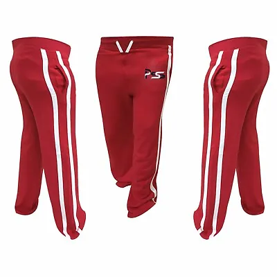 Mens Cotton Joggers Fleece Jogging Trousers Pants Track Suit MMA Bottom Red 703 • £17.99