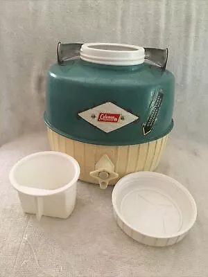 Vintage Coleman 1 Gallon Jug Blue And White Water Cooler Cup Top Spout 1970s USA • $36.99