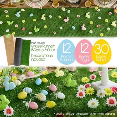 Easter Grass Runner Party Table Décor - 180x40cm - Decorations Included • £13.99