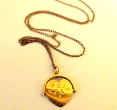 Vintage 9ct Yellow Gold  I Love You  Heart Shape Spinning Pendant • £99.99