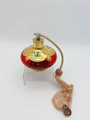 Vintage Tre Fuochi Gilded Murano Perfume Atomizer Gold Red Green • $79.95