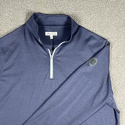 Peter Millar Sweater Men's Large Blue 1/4 Quarter Zip Pullover Golf Performance • $28.39