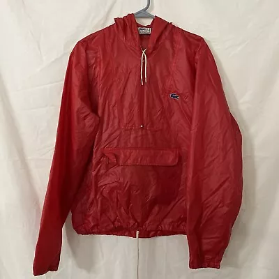 IZOD LACOSTE  Vintage VTG 1/2 Zip Pullover Nylon Hooded Windbreaker Jacket Sz M • $33.72