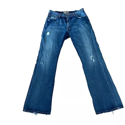 Mens BKE Buckle Jaxon Bootcut Distressed Destroyed Jeans Darkwash Sz 34 Long • $24.98