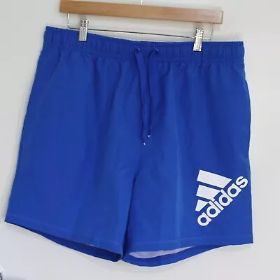 Mens Adidas Blue Logo Shorts Size XL With Drawstring New With Tags NWT • $16.95