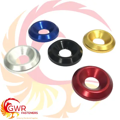 4mm 5mm 6mm 8mm COUNTERSUNK Washers - ANODISED ALUMINIUM - Fairing Bike Alloy • £55.30