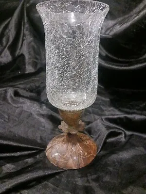 $11.40 • Buy Vintage Candle Holder Clear Crackle Glass Chimney 