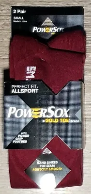 GOLD TOE PowerSox All Sport Athletic Socks Maroon Red Unisex Size S Small 2-pack • $11.95