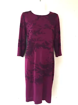 S) MISOOK Lux Knit Purple Abstract Floral Pullover Career Work Dress • $30.95