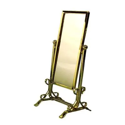 Dolls House Cheval Dressing Mirror Floor Standing Gold Shop Bedroom Accessory • $10.09