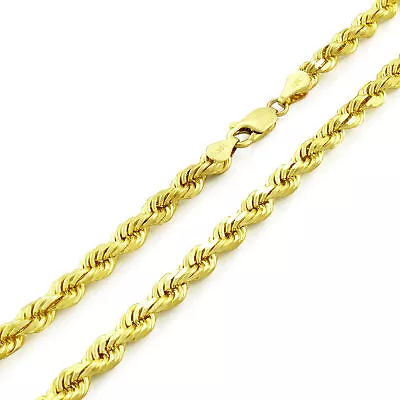 10K Yellow Gold 4mm Diamond Cut Rope Chain Link Necklace Mens Womens 20  • $319.98