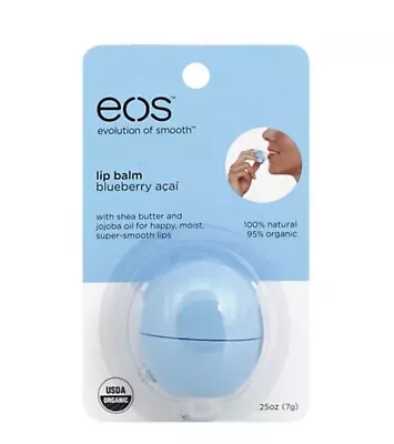 EOS Lip Balm Sphere Blueberry Acai New Sealed Discontinued .25 Oz Jojoba Oil • $24.99