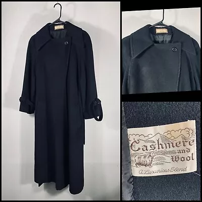 Vintage Mansfield Size 16 Black Wool Cashmere Coat Jacket EUR 48 • £47.23