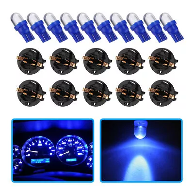 10x Blue T10 194 LED Bulbs For Instrument Gauge Cluster Dash Light W/ Sockets • $6.39