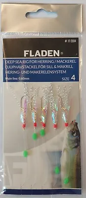 6 Packs Fish Skin With Feather Sabiki 5 Hook #4 Fishing Mackerel Herring • £7.75
