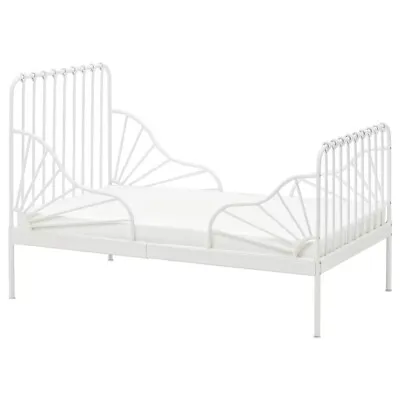 Ikea Minnen White Metal Toddler/ Childrens Bed Mattress Included • £80