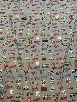 Pottery Barn PB Teen American League Baseball Logos Full Flat Sheet MLB Grey • $29.99