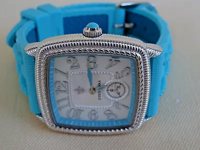 Judith Ripka Stainless Steel Turquoise Silicone Band Watch NWOT NWOT Excellent • $59.99