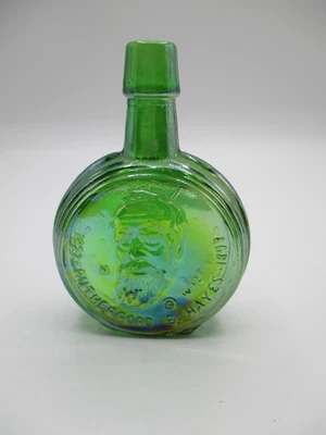 $4.99 • Buy Wheaton Mini Presidential Bottle, Green Carnival Glass, Rutherford  Hayes  1972