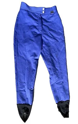 Vintage Edelweis Blue Ski Pants Stirrup Wool Blend Snow Winter Skiwear SZ 10 • $39